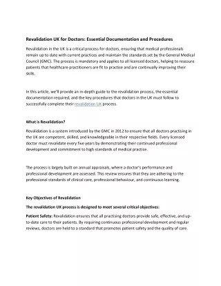 Revalidation UK for Doctors Essential Documentation and Procedures