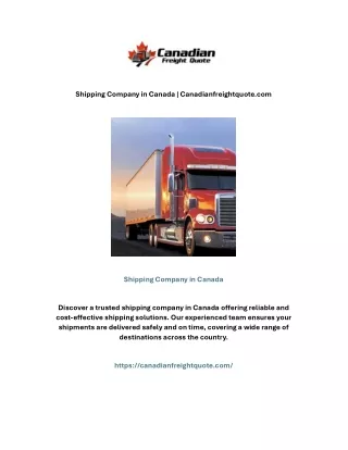 Shipping Company in Canada | Canadianfreightquote.com