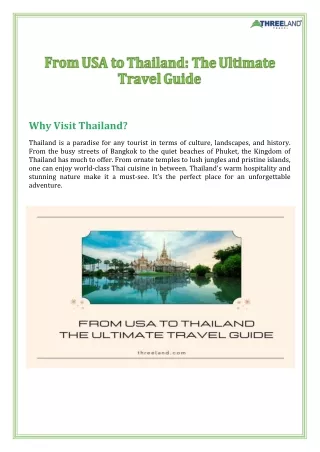 From USA to Thailand The Ultimate Travel Guide