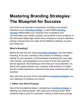 Mastering Branding Strategies: The Blueprint for Success