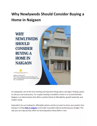 Why Newlyweds Should Consider Buying a Home in Naigaon