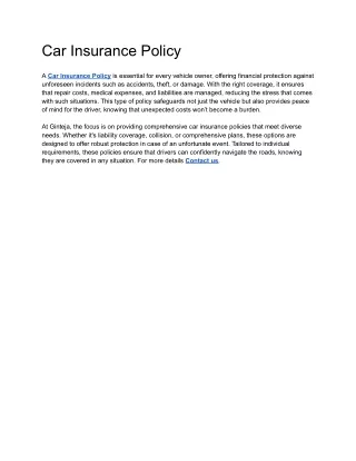 Car Insurance Policy
