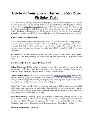 Celebrate Your Special Day with a Sky Zone Birthday Party
