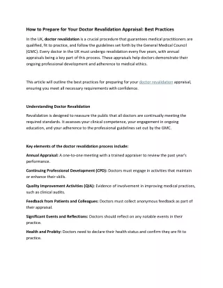 How to Prepare for Your Doctor Revalidation Appraisal Best Practices