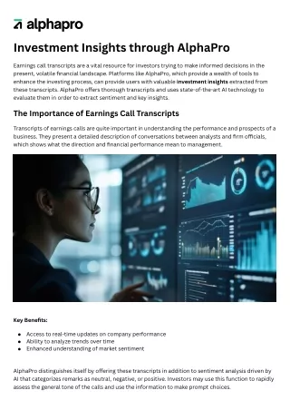 Investment Insights through AlphaPro
