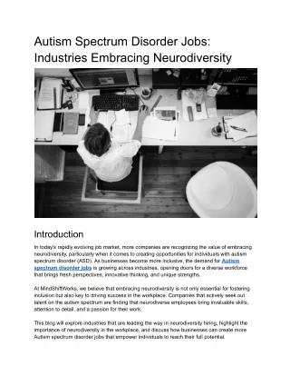 Autism Spectrum Disorder Jobs_ Industries Embracing Neurodiversity