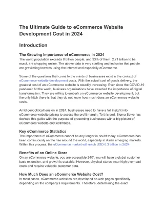 The Ultimate Guide to eCommerce Website Development Cost in 2024