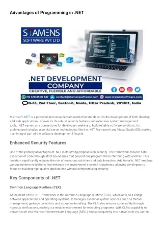 Advantages of Programming in .NET