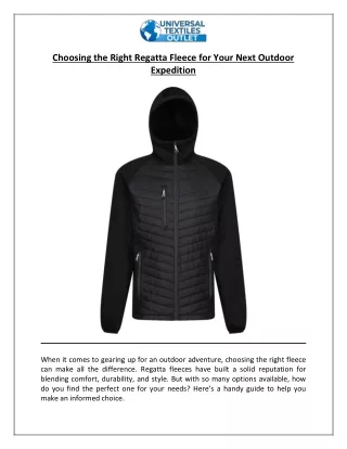 Regatta Fleece for Your Next Outdoor Expedition