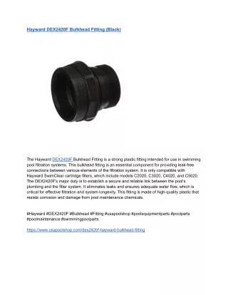 Hayward DEX2420F Bulkhead Fitting (Black)
