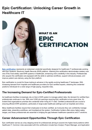 Epic Certification_ Unlocking Career Growth in Healthcare IT