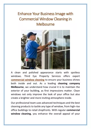 Enhance Your Business Image with Commercial Window Cleaning in Melbourne