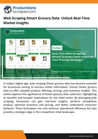 Web Scraping Dmart Grocery Data - Unlock Real Time Market Insights