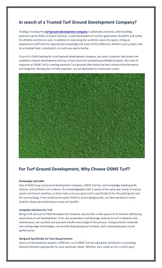 Turf Ground Development Company