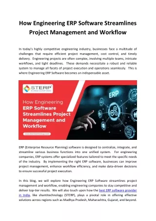 How Engineering ERP Software Streamlines Project Management and Workflow