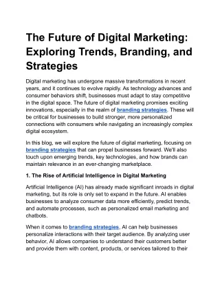 The Future of Digital Marketing: Exploring Trends, Branding, and Strategies