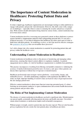 The Importance of Content Moderation in Healthcare: Protecting Patient Data