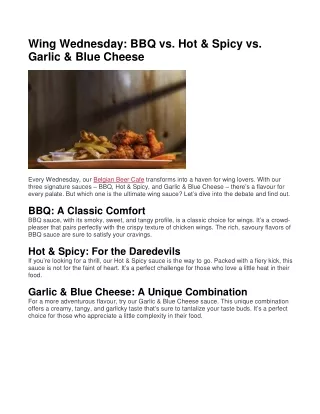 Wing Wednesday: BBQ vs. Hot & Spicy vs. Garlic & Blue Cheese