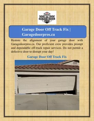 Garage Door Off Track Fix | Garagedoorpros.ca