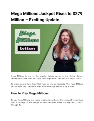 Mega Millions Jackpot Rises to $279 Million – Exciting Update