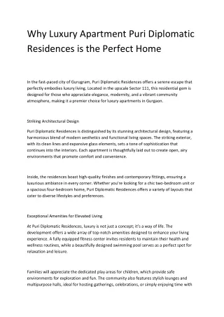 Why Luxury Apartment Puri Diplomatic Residences is the Perfect Home