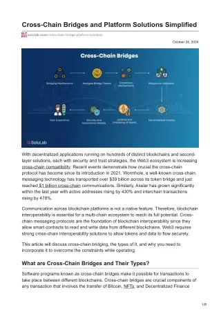 Cross-Chain Bridges and Platform Solutions Simplified