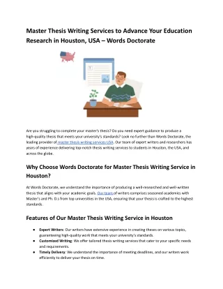 Master Thesis Writing Services to Advance Your Education Research in Houston, USA – Words Doctorate