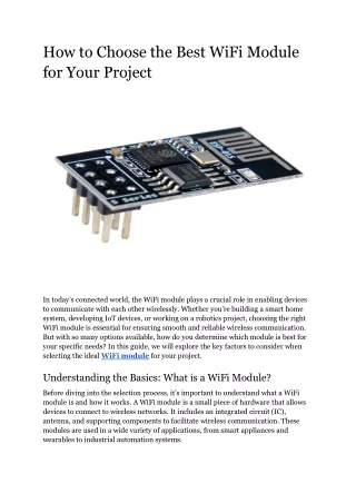 How to Choose the Best WiFi Module for Your Project