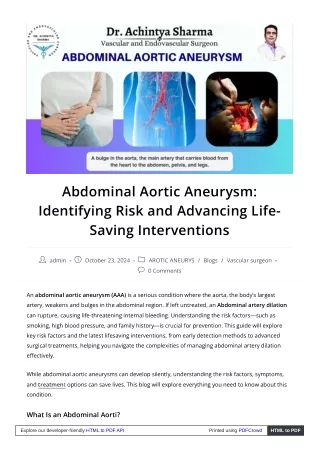 Abdominal Aortic Aneurysm: Diagnosis and Advanced Treatment