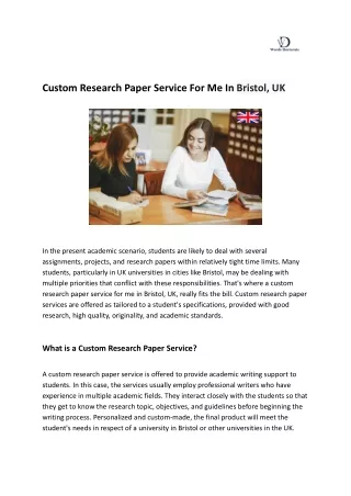 Custom Research Paper Service For Me In Bristol, UK