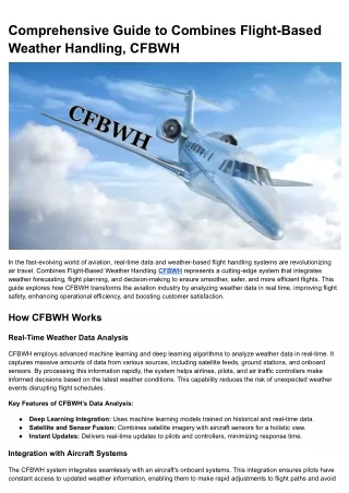 Comprehensive Guide to Combines Flight-Based Weather Handling, CFBWH