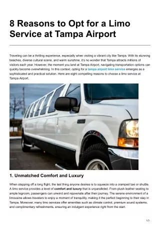 8 Reasons to Opt for a Limo Service at Tampa Airport