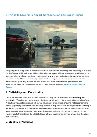 5 Things to Look for in Airport Transportation Services in Tampa