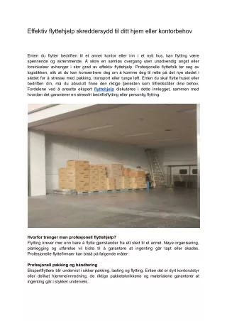 Effektiv flyttehjelp skreddersydd til ditt hjem eller kontorbehov