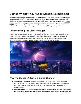 Glance Widget_ Your Lock Screen, Reimagined