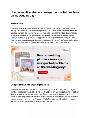 How do wedding planners manage unexpected problems on the wedding day