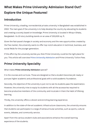 What Makes Prime University Admission Stand Out Explore the Unique Features!