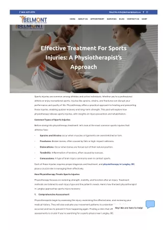 Effective Treatment for Sports Injuries A Physiotherapist’s Approach