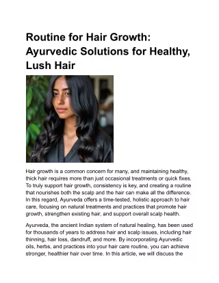 Routine for Hair Growth: Ayurvedic Solutions for Healthy, Lush Hair