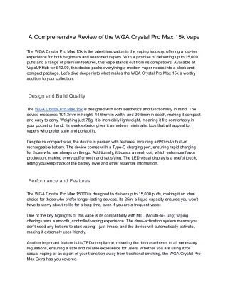 WGA Crystal Pro Max 15k
