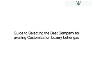 Guide to Selecting the Best Company for availing Customisation Luxury Lehengas