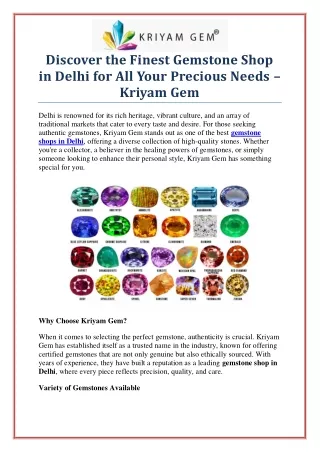 Discover Authentic Gems at the Best Gemstone Shop in Delhi