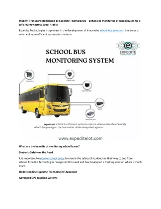 Enhancing School Bus Monitoring for a Safer Journey in KSA