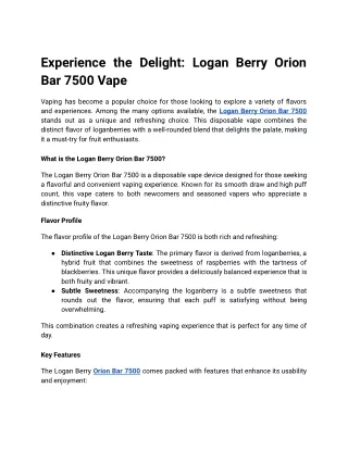 Logan Berry ORION BAR 7500