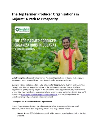 The Top Farmer Producer Organizations in Gujarat A Path to Prosperity