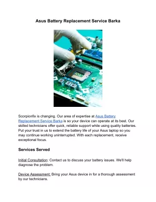 Asus  Battery Replacement Service Barka