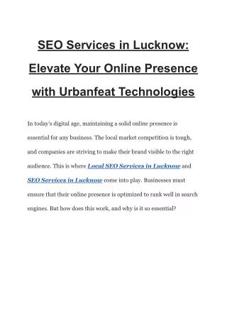SEO Services in Lucknow_ Elevate Your Online Presence with Urbanfeat Technologies