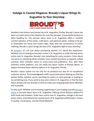 Indulge in Coastal Elegance: Broudy's Liquor Brings St. Augustine to Your Place