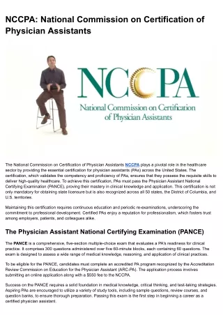 NCCPA_ National Commission on Certification of Physician Assistants