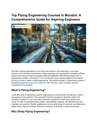 Piping Engineering Course in Mumbai | Trinkets Institute